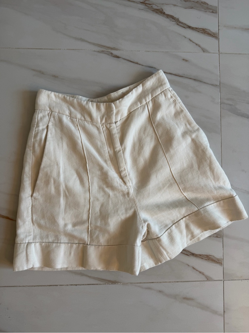 Brunello Cucinelli Women's Cream High-Waist Tailored Shorts